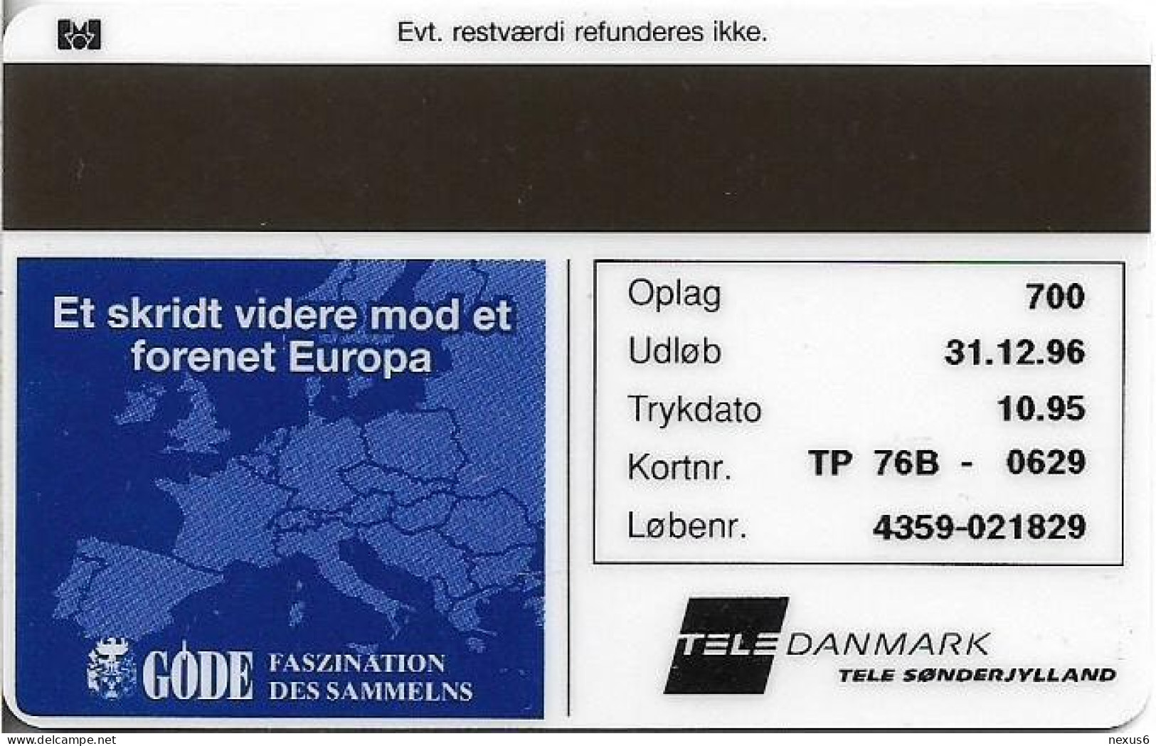 Denmark - TS - Ecu - Luxemburg - TDTP076B - 10.1995, 700ex, Used - Danimarca