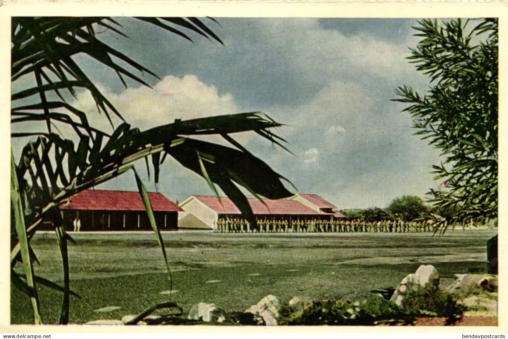 Curacao, N.A., WILLEMSTAD, Marine Camp "Suffisant" Courtyard, Curiosa Postcard - Curaçao