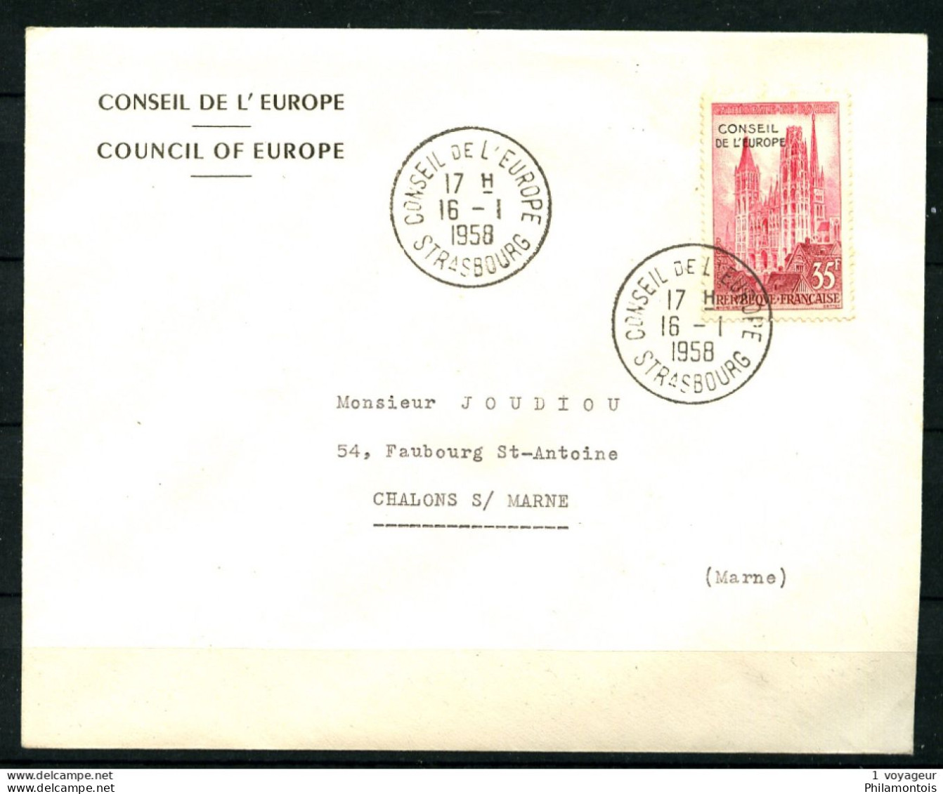 SERVICE 16 - 35F Rouge Surchargé "Conseil De L'Europe" - Sur Lettre 16.1.1958 - Très Beau - Brieven & Documenten