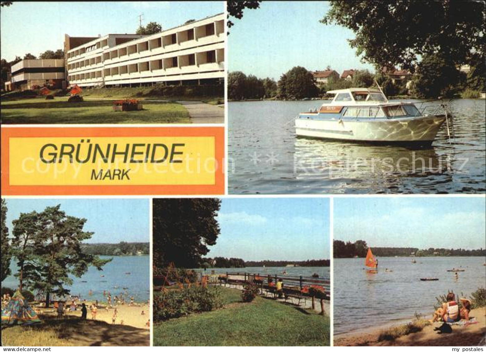 72407873 Gruenheide Mark Erholungsheim Am Werlsee Peetzsee Badestrand Motorboot  - Grünheide