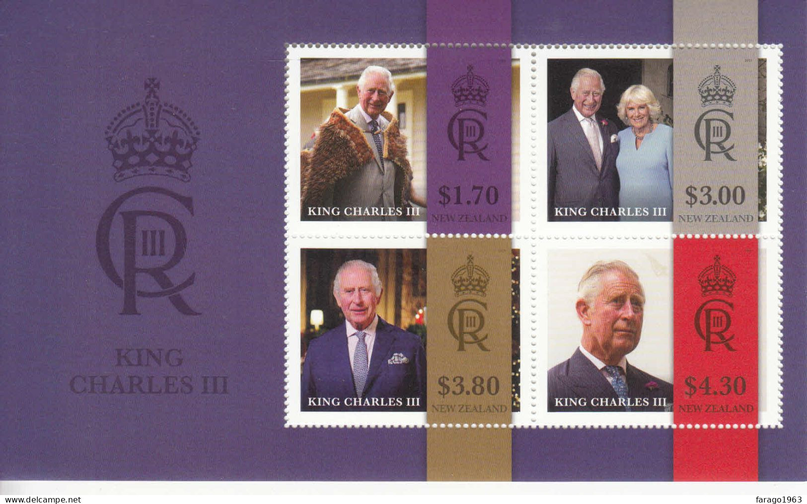 2023 New Zealand King Charles Royalty Souvenir Sheet MNH @ BELOW FACE VALUE - Ongebruikt