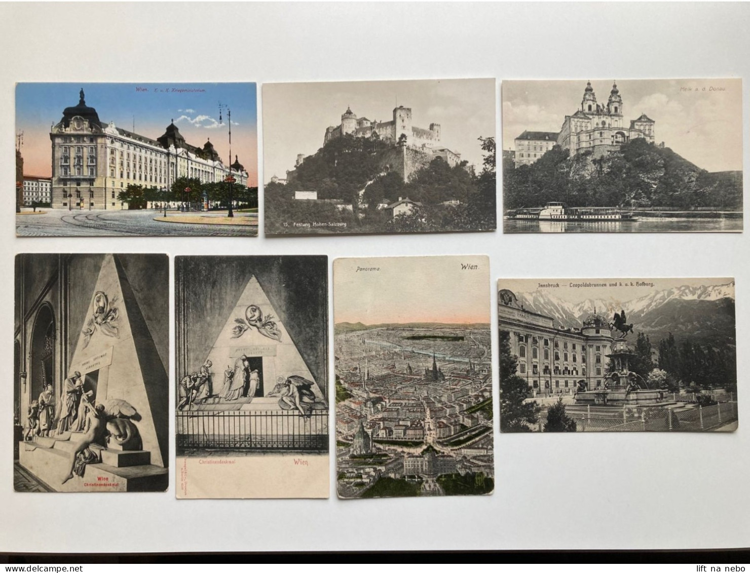 Austria LOT (seven Postcards) Vienna Wien Innsbruck Melk Auf Der Donau - Collections & Lots