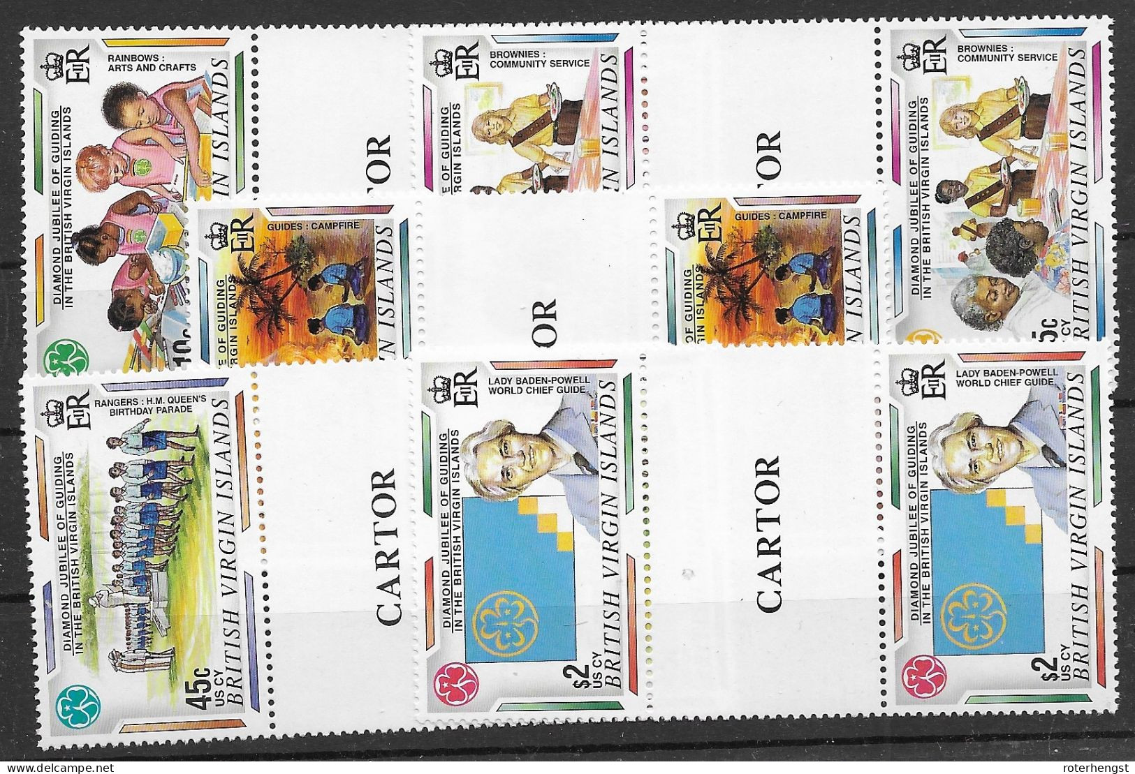 BVI Mnh ** Gutter Pairs Scouts Set - Stamps Alone 18 Euros 1996 - British Virgin Islands