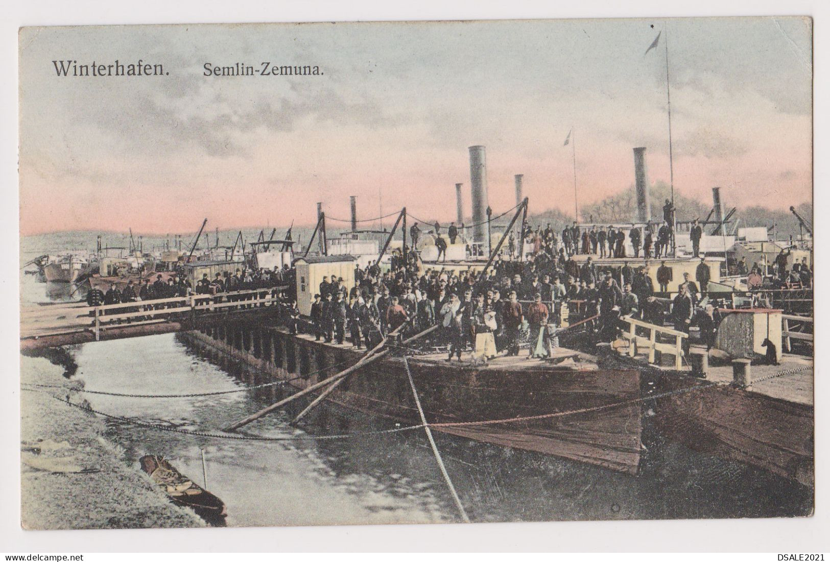 Serbia Hungary SEMLIN - ZEMUNA Winterhafen, Danube Harbour, Steamship, Postcard 1908 Hungarian Stamp To Bulgaria /68340 - Serbie