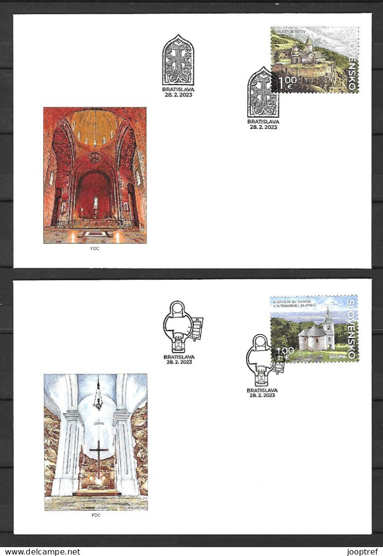 2023 Joint Slovakia And Armenia, SET 2 FDC'S SLOVAKIA: Monastery/Church - Emissions Communes