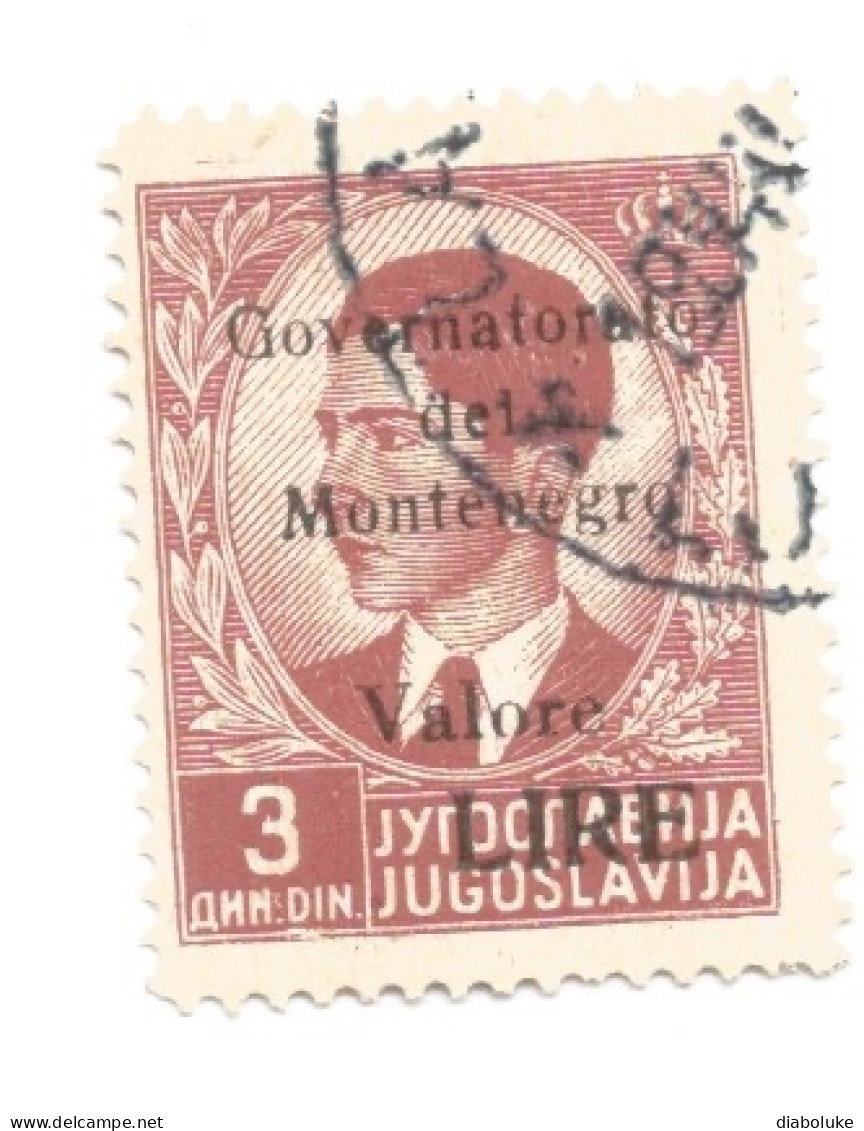 (COLONIE E POSSEDIMENTI) 1942, MONTENEGRO, SOVRASTAMPATI IN CARMINIO - Francobollo Usato (CAT. SASSONE N.53) - Montenegro