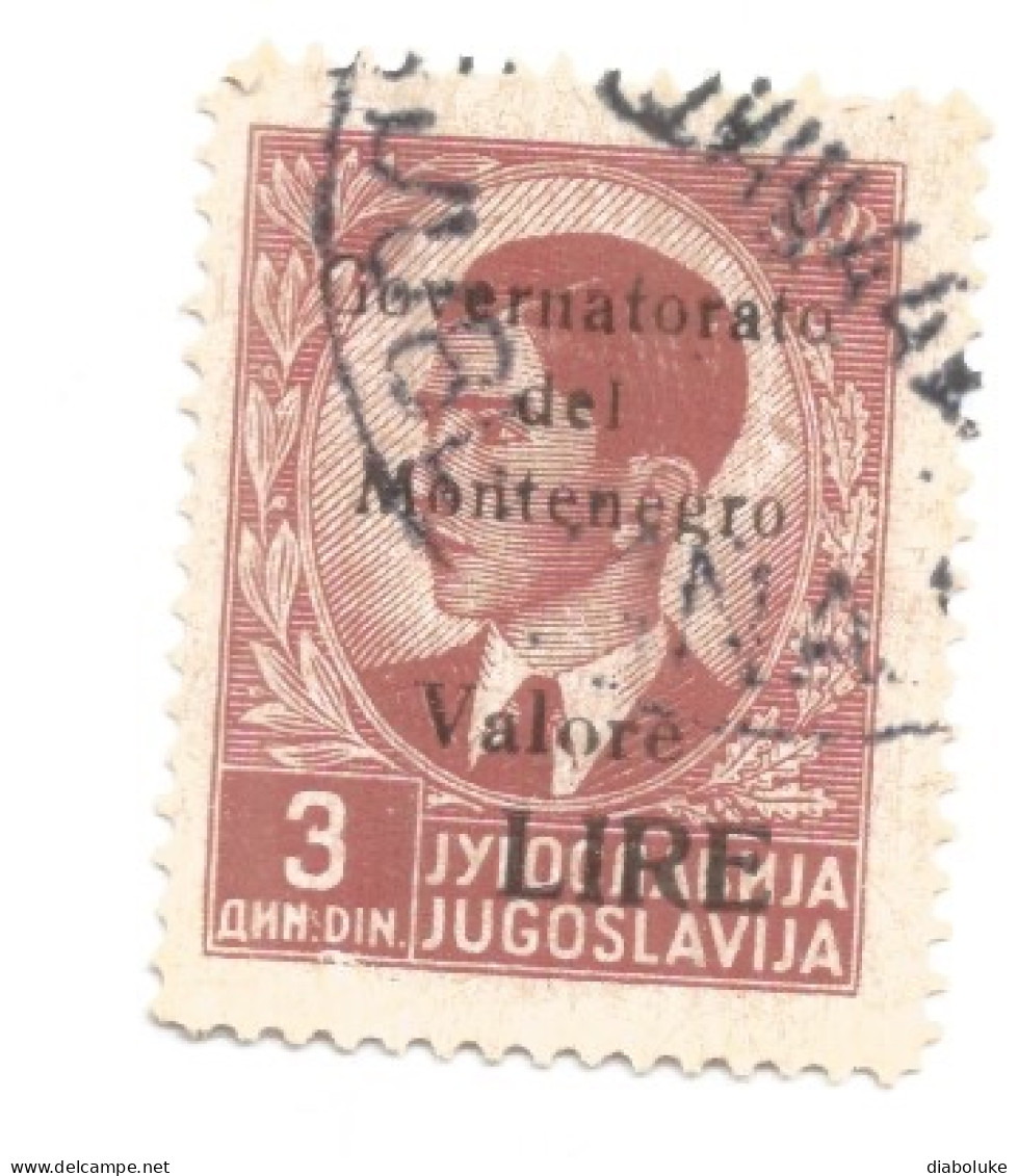 (COLONIE E POSSEDIMENTI) 1942, MONTENEGRO, SOVRASTAMPATI IN CARMINIO - Francobollo Usato (CAT. SASSONE N.53) - Montenegro