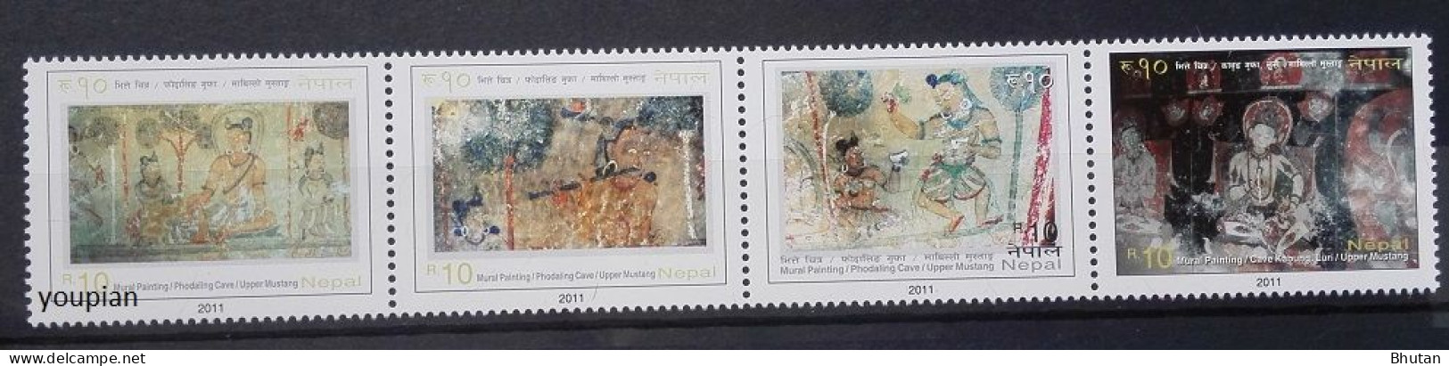 Nepal 2011, Mural Paintings, MNH Stamps Strip - Nepal