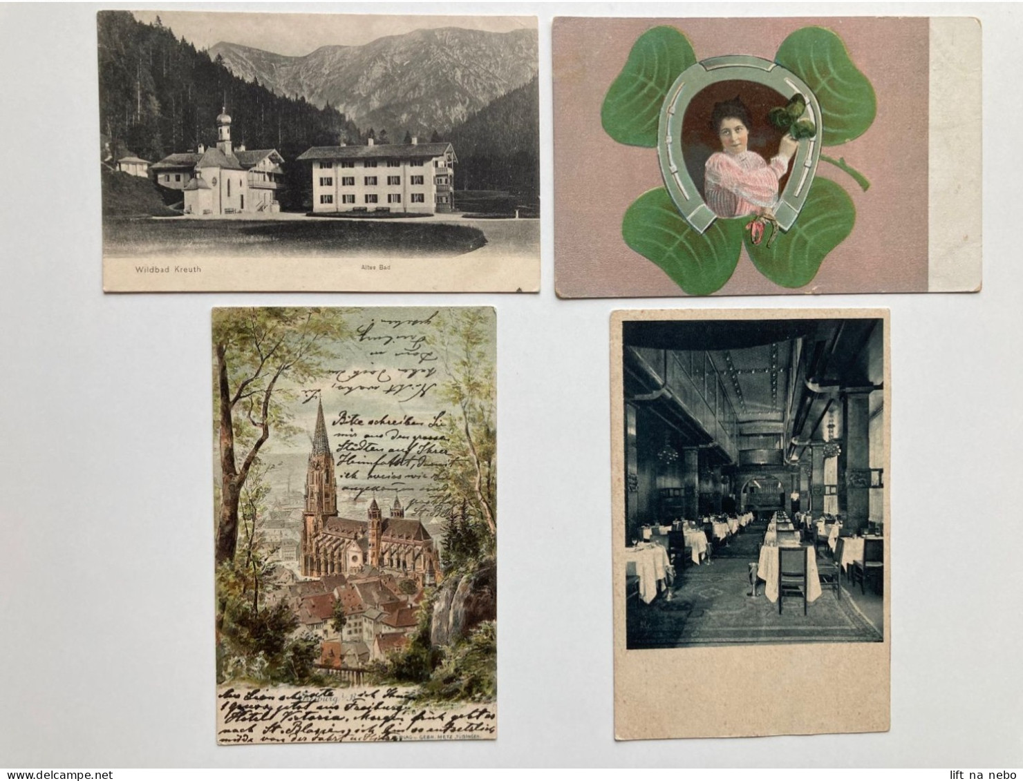 Germany LOT (four Postcards) Wildbad Kreuth Berlin Weinhaus "Rheingold" Freiburg Glamour - Verzamelingen & Kavels