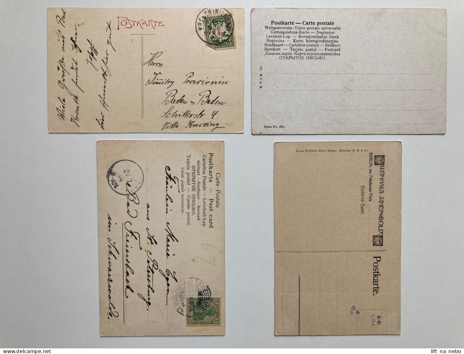 Germany LOT (four Postcards) Wildbad Kreuth Berlin Weinhaus "Rheingold" Freiburg Glamour - Verzamelingen & Kavels