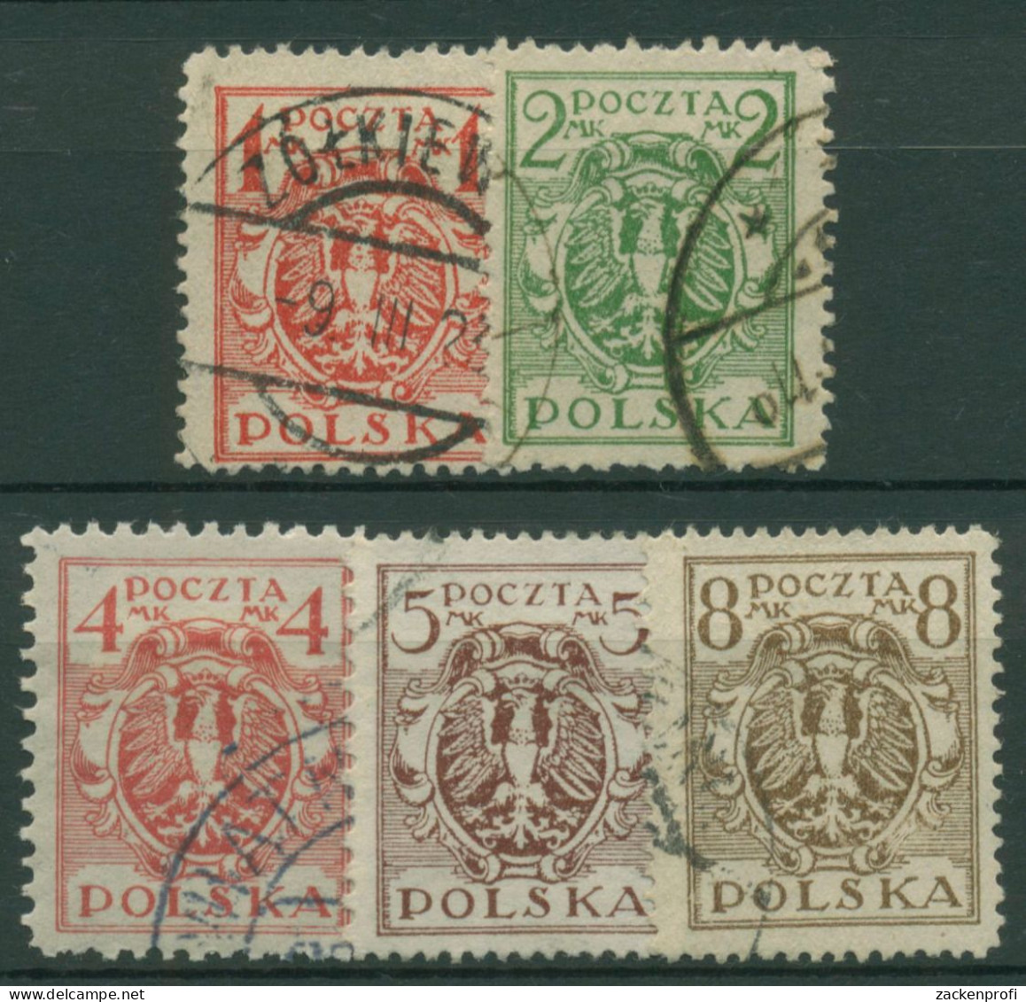 Polen 1920/22 Freimarken Wappenadler 147/52 X Gestempelt - Oblitérés