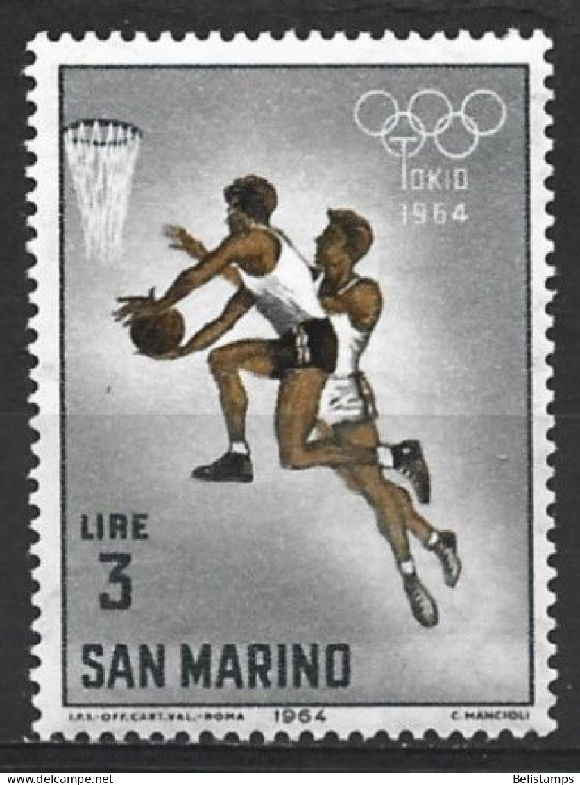 San Marino 1964. Scott #584 (MNH) Olympic Games, Tokyo, Basketball - Neufs