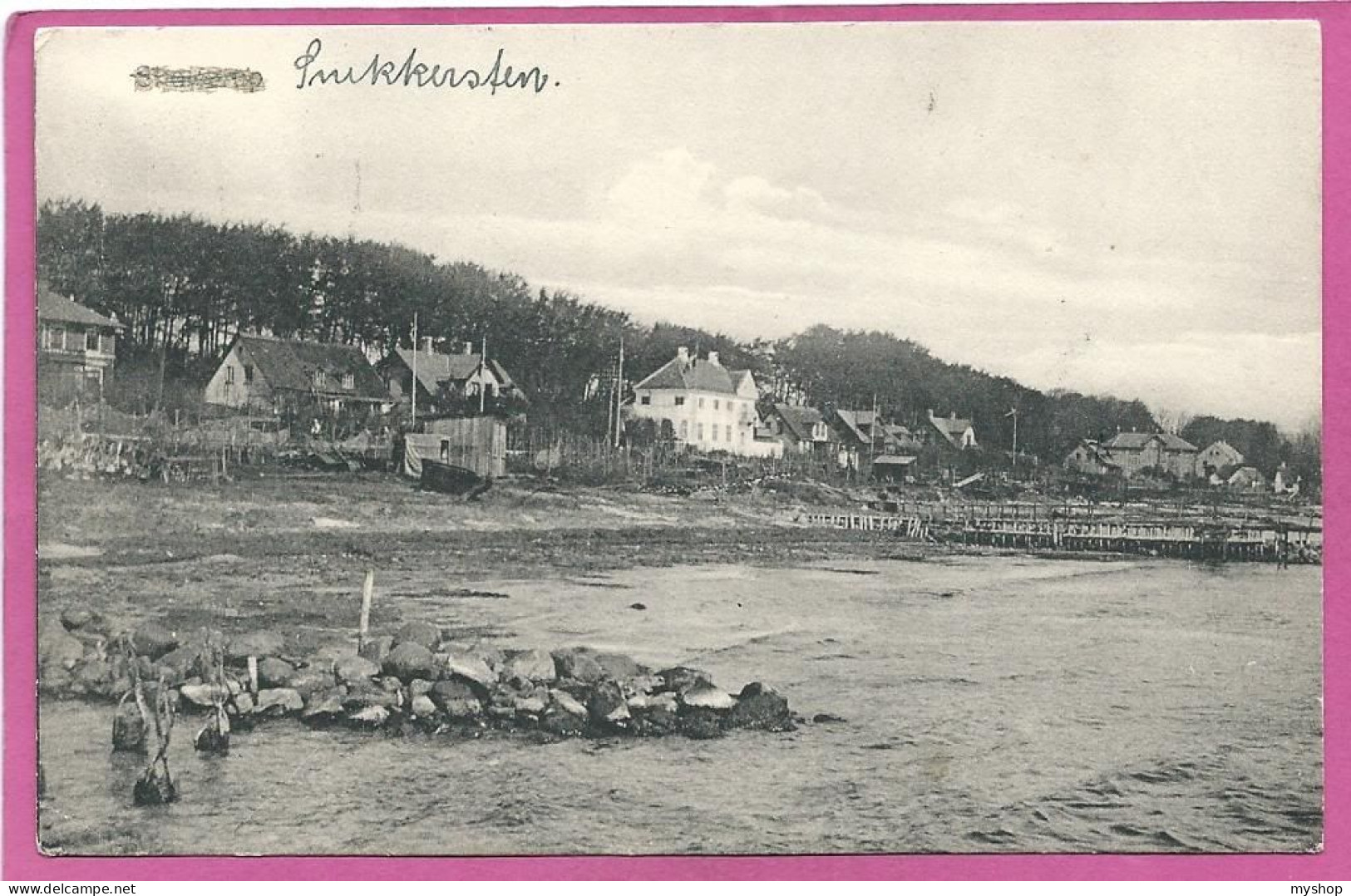 DK093_*    SNEKKERSTEN * STRANDPARTI Med HUSE   *  SENT 1915 - Dänemark