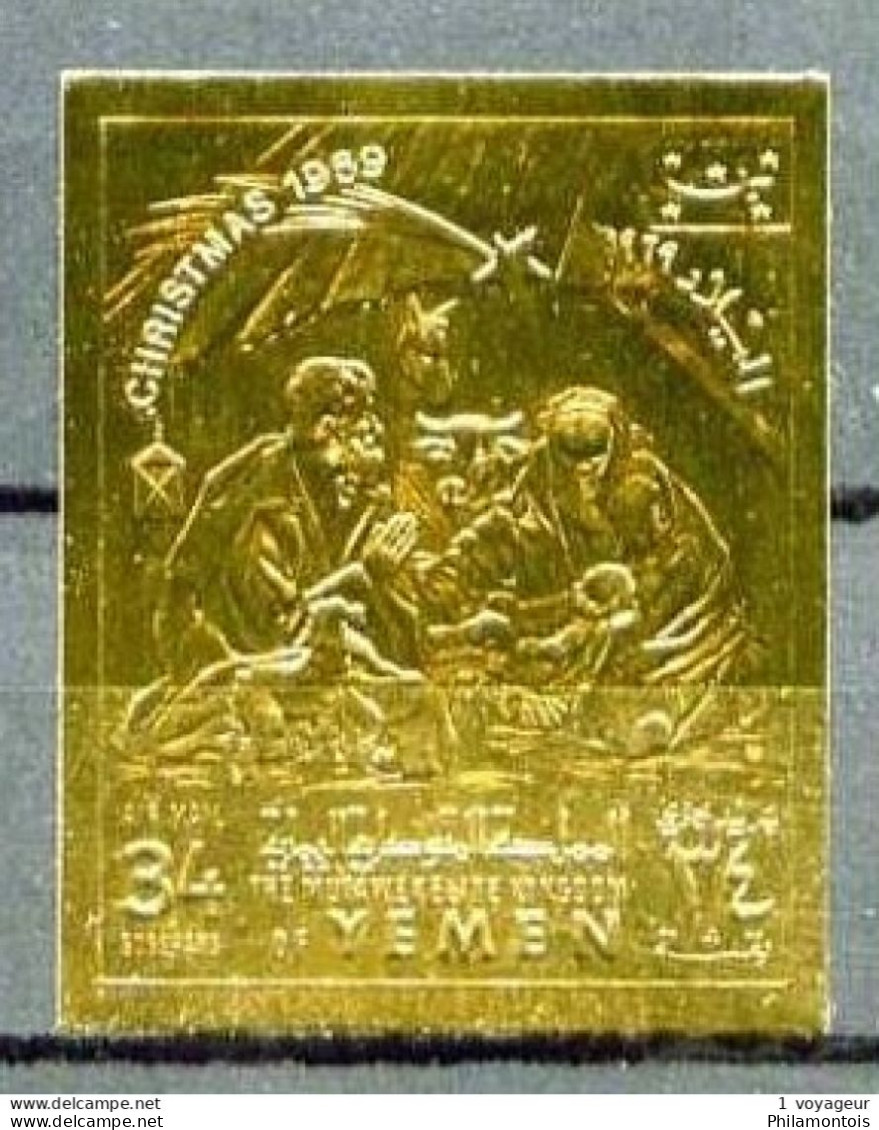 YEMEN (Royaume) - 34 B. Noël 1969 - Tableau De La Nativité - Sur Feuille D' OR - Neuf N** - Non Dentelé - Très Beau - Yemen