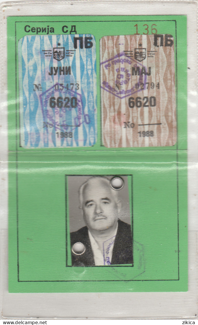 ( In Plastique ) Retirement Season Ticket - .Skopje Bus 1988 - Europa