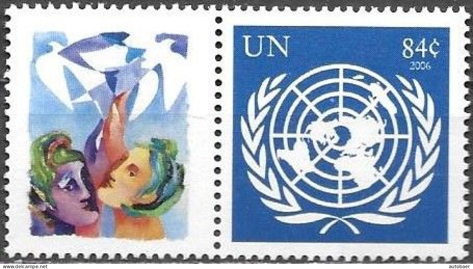 United Nations UNO UN Vereinte Nationen New York 2006 Greetings Mi.No.1032 Label MNH ** Neuf - Ungebraucht