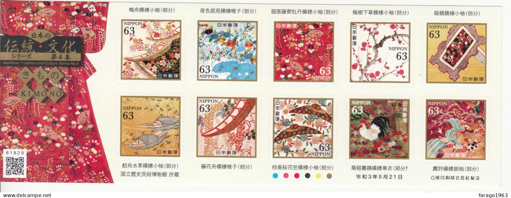 2021 Japan Tradition And Culture Kimono Fashion Costume  Miniature Sheet Of 10 MNH @ BELOW FACE VALUE - Neufs