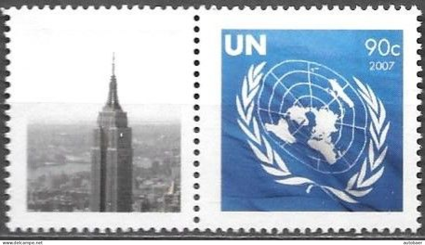 United Nations UNO UN Vereinte Nationen New York 2007 Greetings Mi.No.1062 Label MNH ** Neuf - Ongebruikt