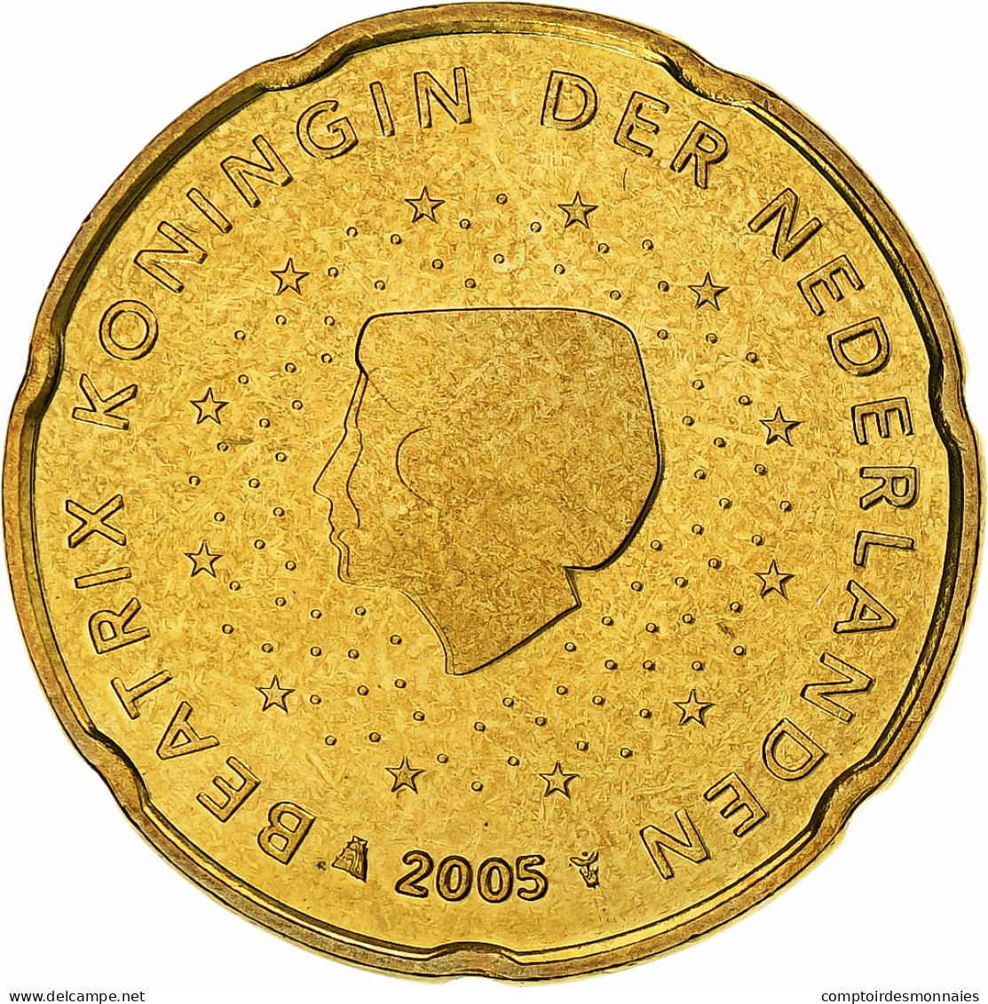 Pays-Bas, Beatrix, 20 Euro Cent, 2005, Utrecht, BU, FDC, Or Nordique, KM:238 - Paesi Bassi