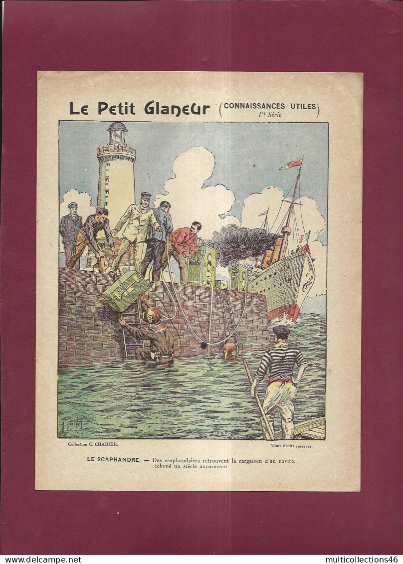 060224 - PROTEGE CAHIER - Le Petit Glaneur - Le Scaphandre - Phare Mer Marin Paquebot Collection C Charier & PERREIN - Protège-cahiers