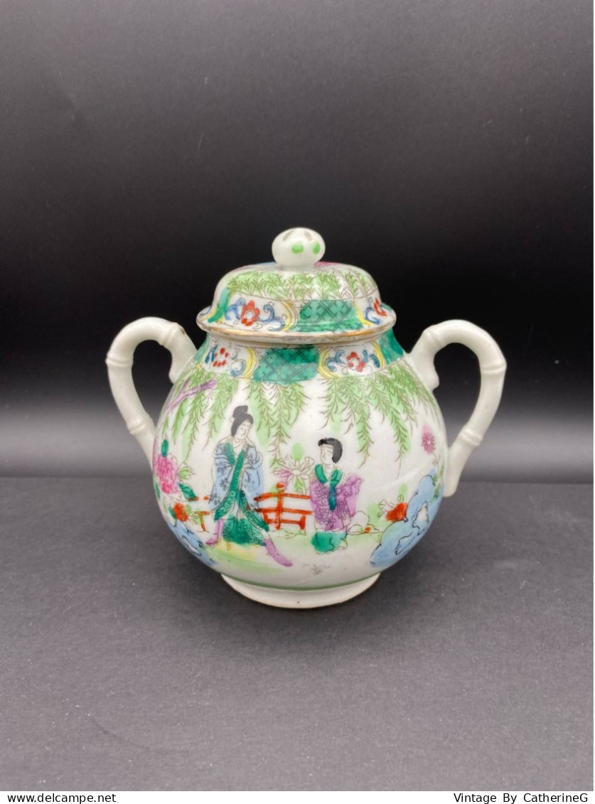 Sucrier DAÏ Nippon 1930 Famille Verte  Ht 11cm Porcelaine Chinoise  #240006 - Asiatische Kunst