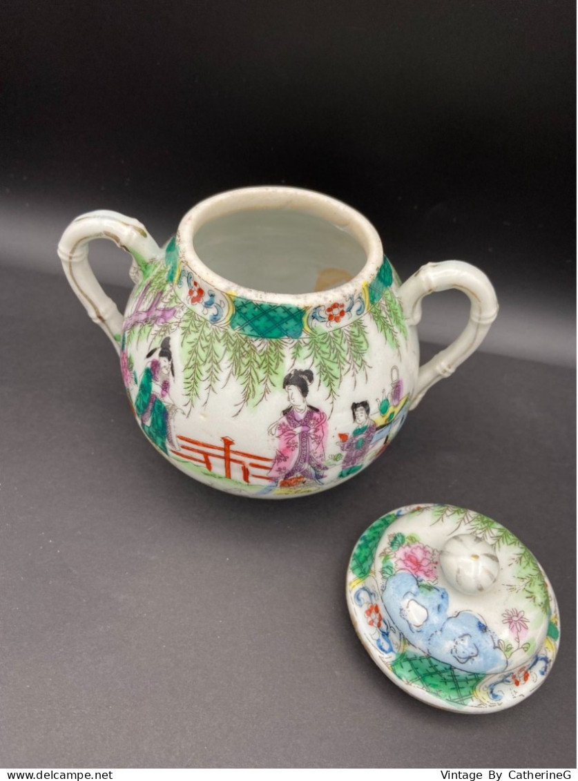 Sucrier DAÏ Nippon 1930 Famille Verte  Ht 11cm Porcelaine Chinoise  #240006 - Aziatische Kunst