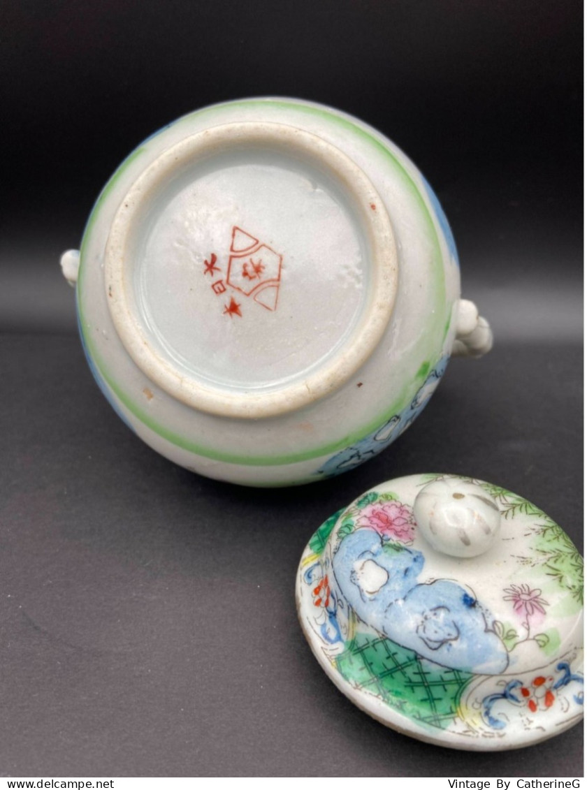 Sucrier DAÏ Nippon 1930 Famille Verte  Ht 11cm Porcelaine Chinoise  #240006 - Aziatische Kunst