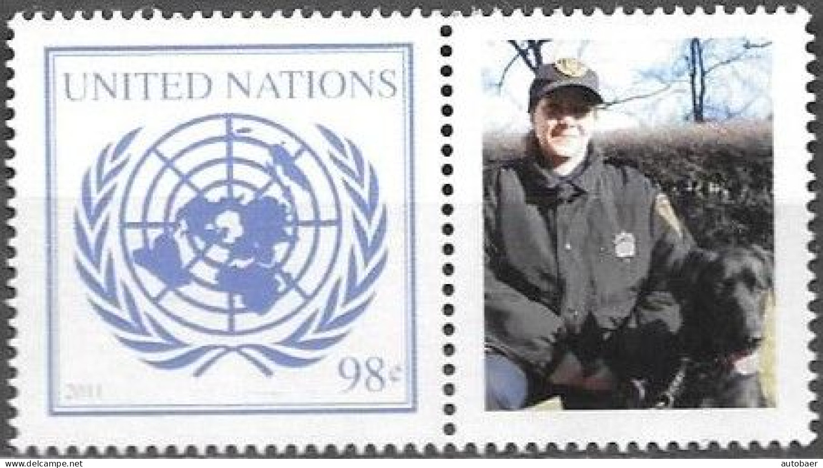 United Nations UNO UN Vereinte Nationen New York 2011 Greetings Working Dogs Mi.No.1253 Label MNH ** Neuf - Nuovi