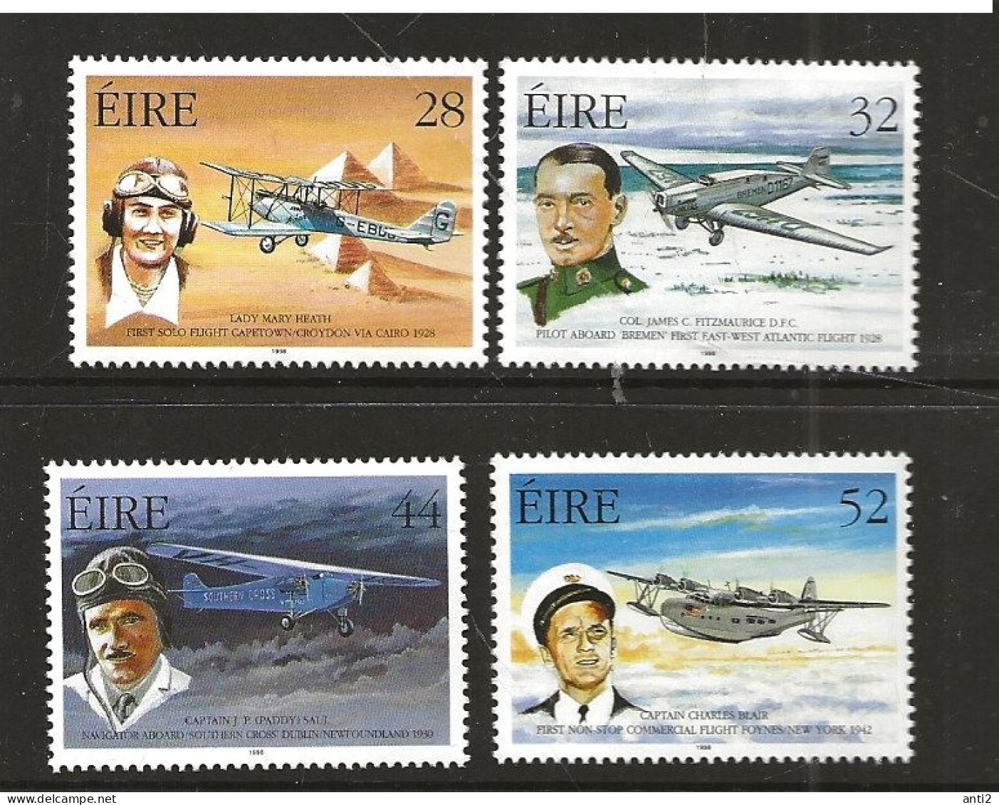 Ireland 1998 Irish Aviation Pioneers.  MI 1046-1049 MNH(**) - Unused Stamps