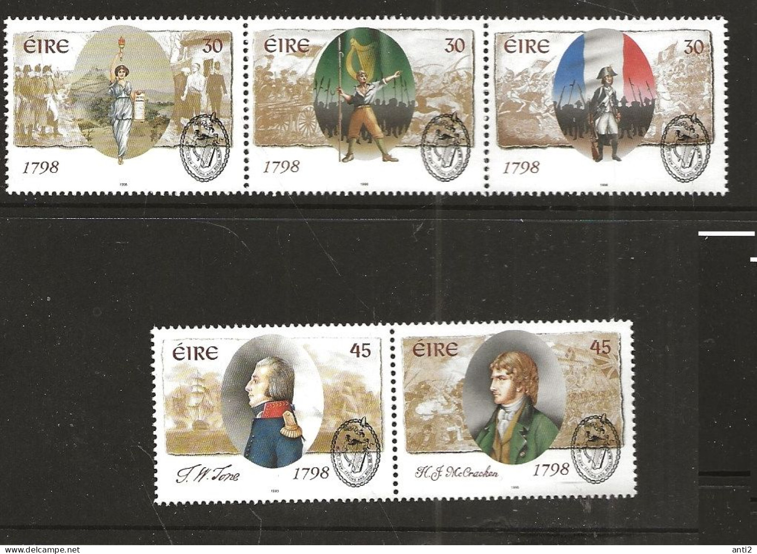 Ireland 1998   200th Anniversary Of The 1798 Uprising .  MI 1063-1067 Strip And Pair  MNH(**) - Unused Stamps