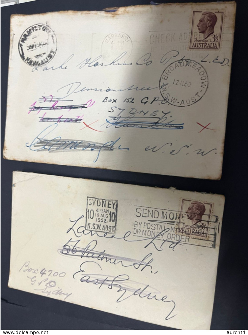 17-2-2024 (4 X 29) Australia Cover X 2 - 1950's (with Advertising) Both Re-Directed - Cartas & Documentos