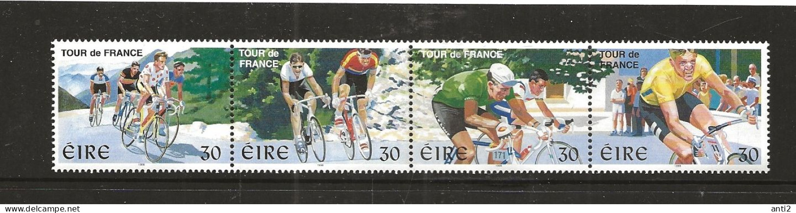 Ireland 1998   Tour De France, Racing Cyclist During A Mountain Stage.  MI 1076-1079  MNH(**) - Unused Stamps