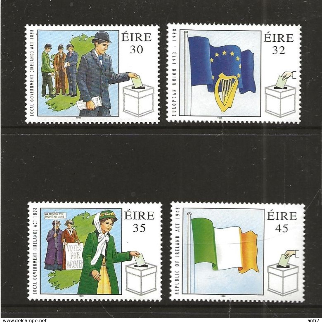 Ireland 1998   Democracy: Centenary Of The County And District Councils MI 1080-1083  MNH(**) - Unused Stamps