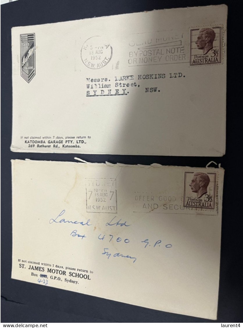 17-2-2024 (4 X 29) Australia Cover X 2 - 1950's (with Advertising) - Lettres & Documents