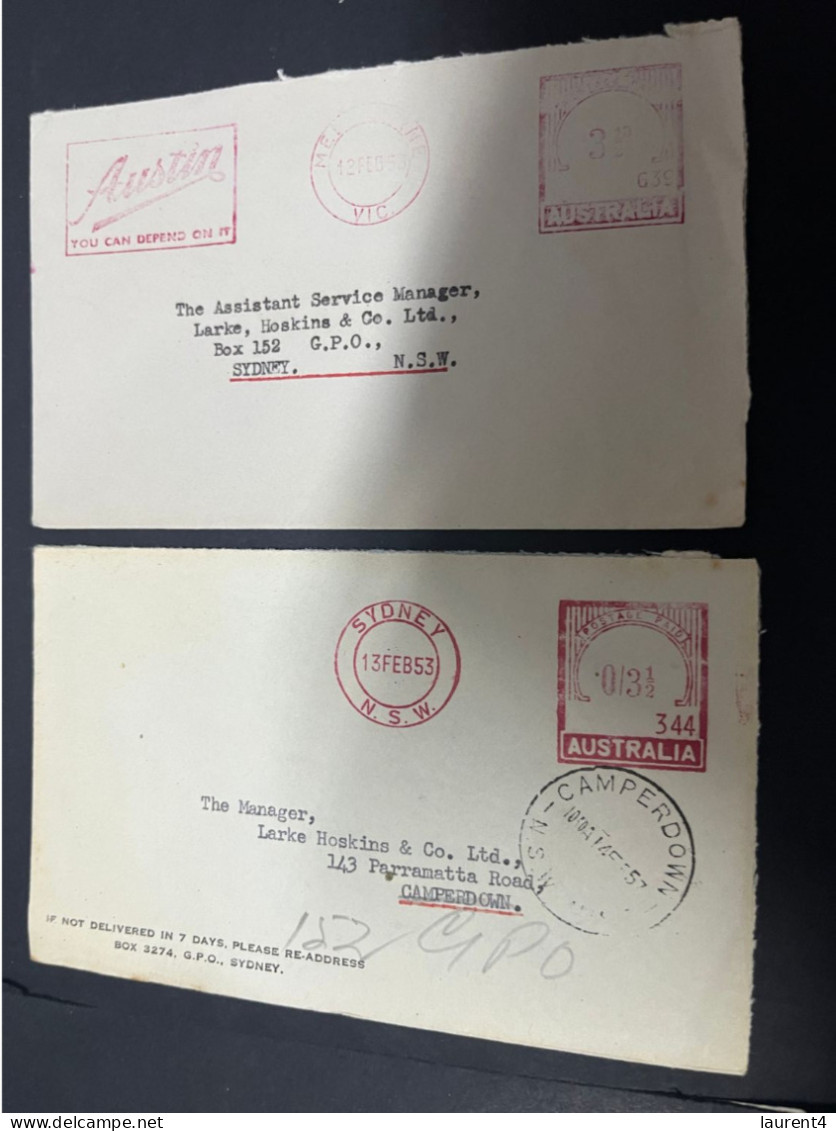 17-2-2024 (4 X 29) Australia Cover X 2 - 1950's (with Advertising) - Covers & Documents