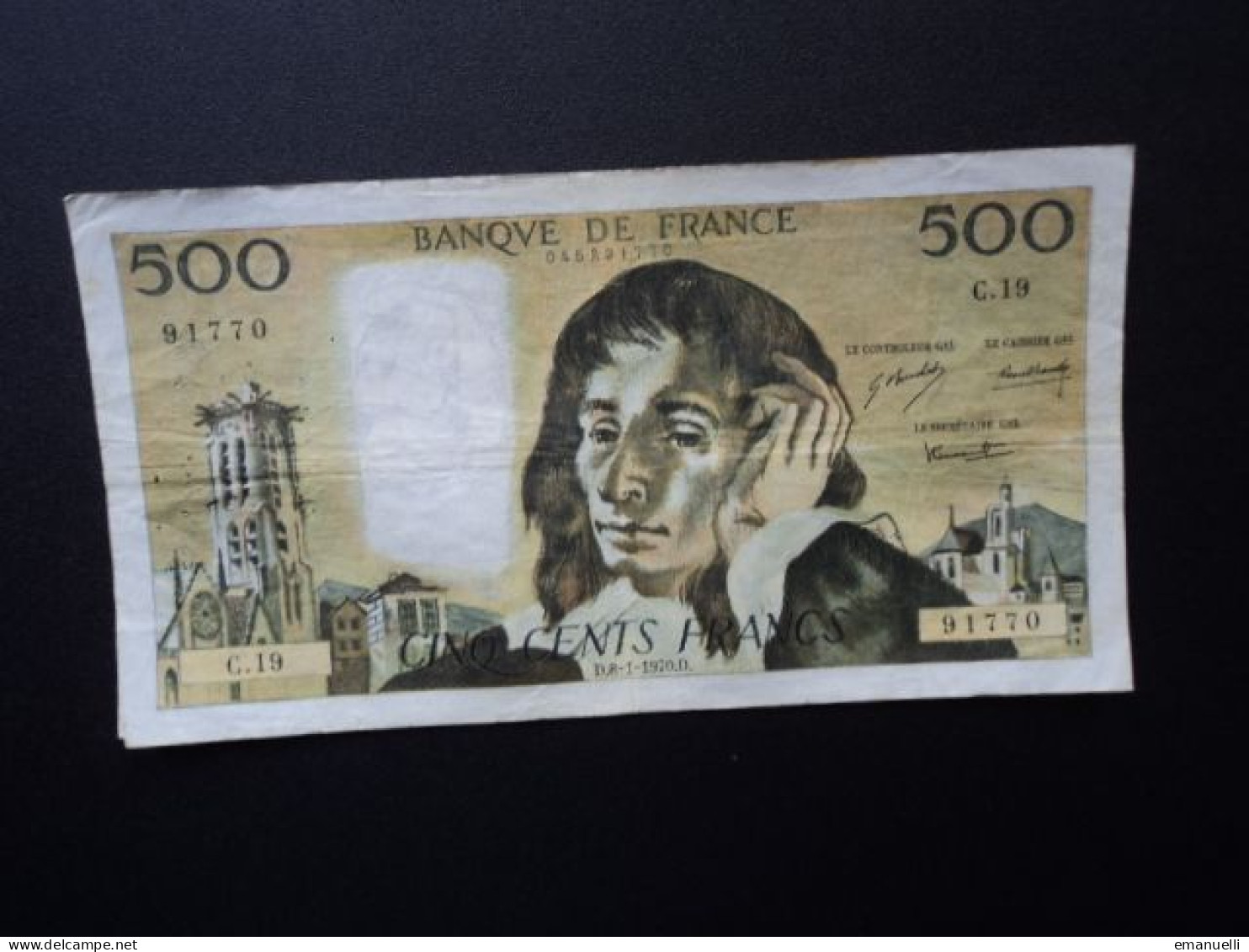 FRANCE : 500 FRANCS   8-1-1970    FAYETTE 71 / PICK 156a     B+ * - 500 F 1968-1993 ''Pascal''
