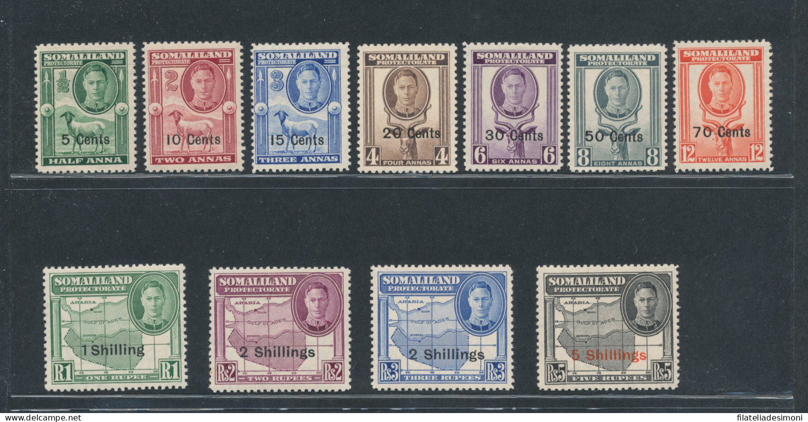 1951 Somaliland - Effige Giorgio VI. - New Currency - Stanley Gibbons N. 125/135 - 11 Valori - MNH** - Other & Unclassified