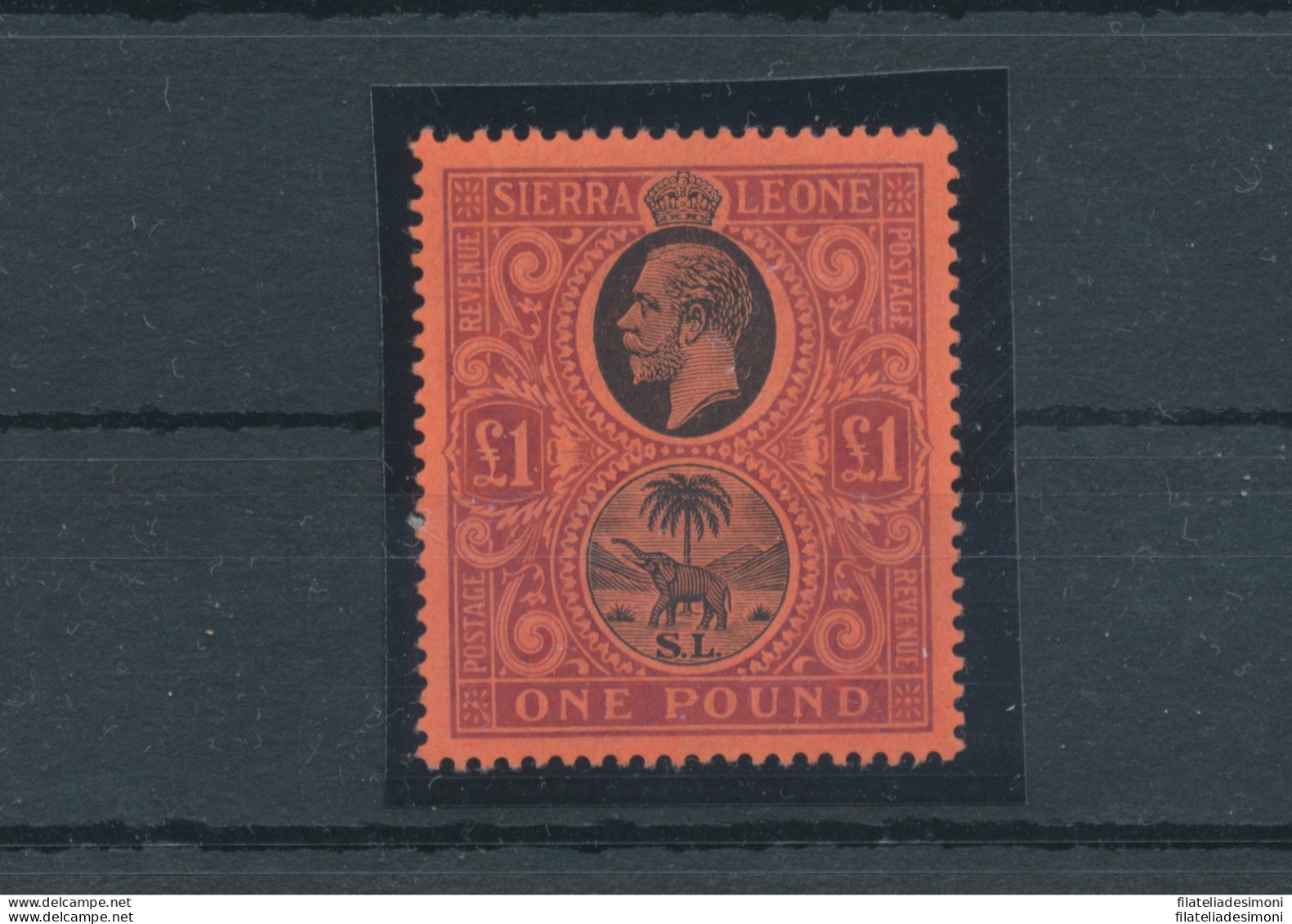 1912-21 Sierra Leone - Stanley Gibbons N. 128 - 1 Sterlina Black And Purple Red - MNH** - Andere & Zonder Classificatie