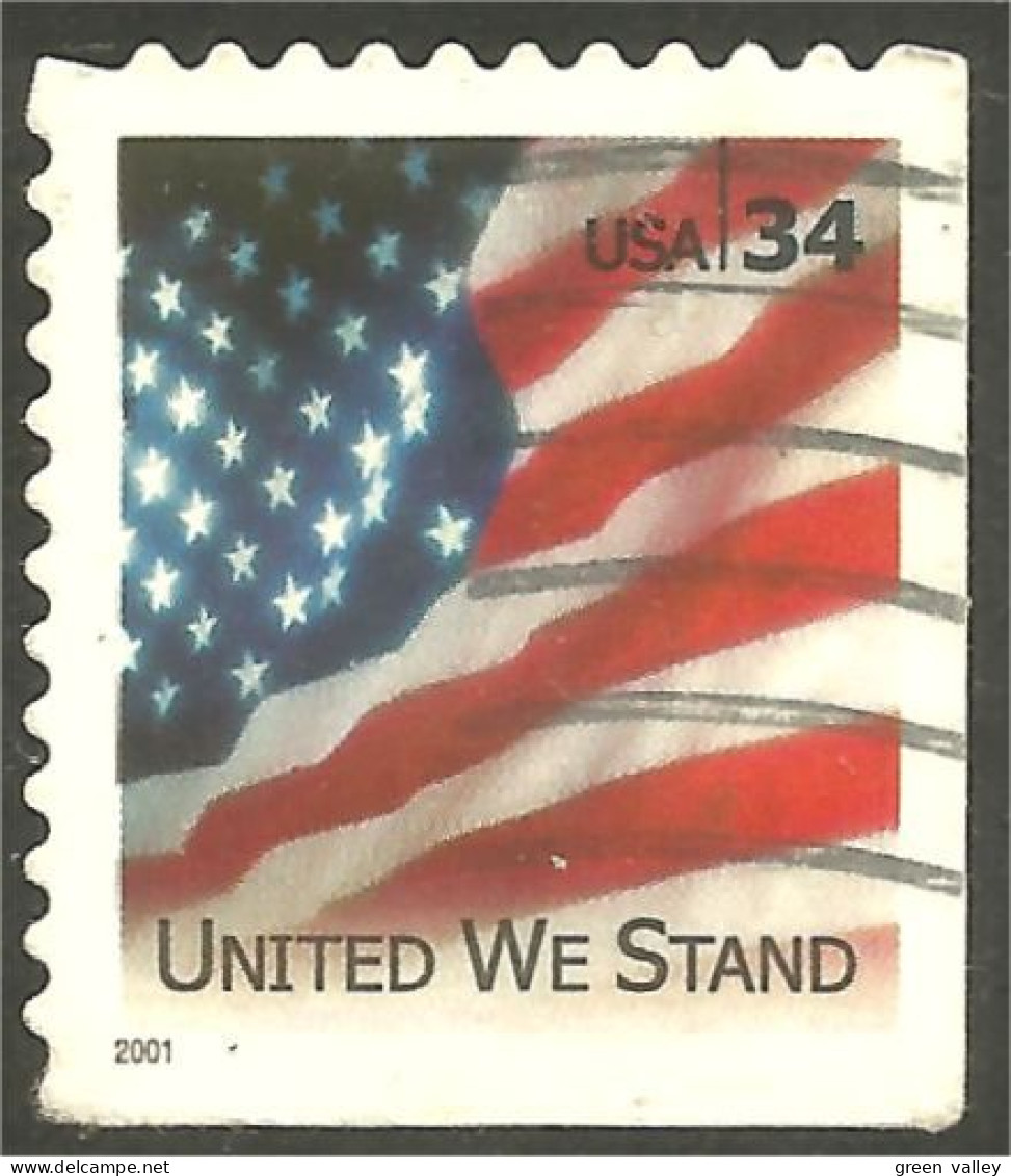 XW01-0472 USA 2001 Drapeau Flag United We Stand Side Booklet Carnet Côté - Used Stamps