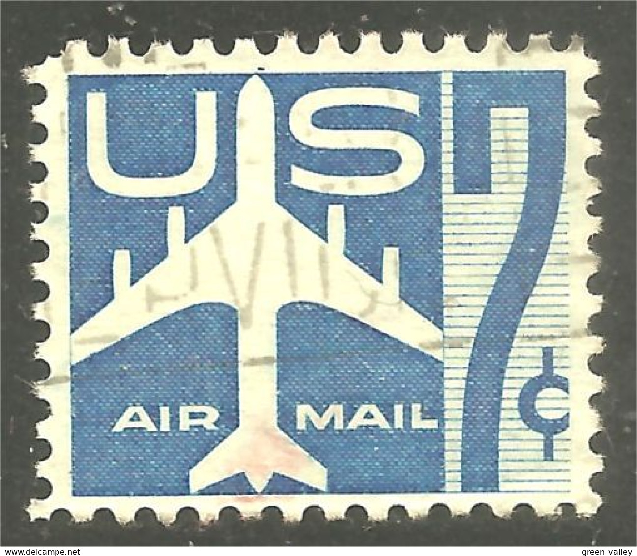 XW01-0443 USA 1958 Airmail Silhouette Avion Airplane Airliner Flugzeug Aereo 7c Blue - 2a. 1941-1960 Afgestempeld