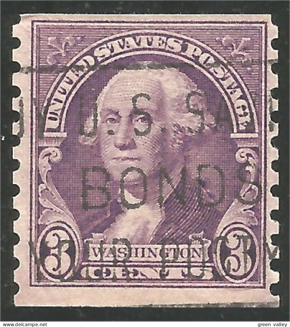 XW01-0402 USA President George Washington 3c Violet Roulette Coil - Ruedecillas