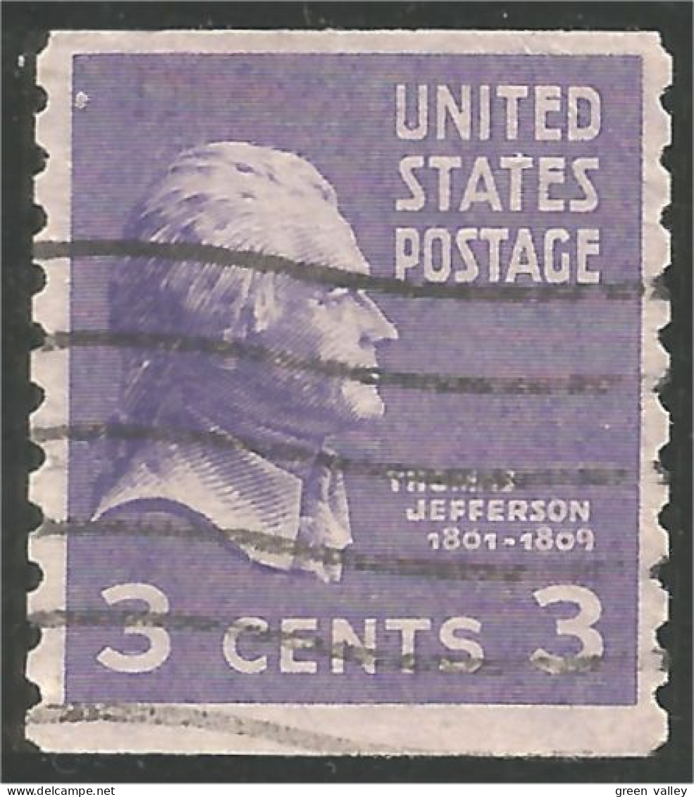 XW01-0387 USA President Thomas Jefferson 3c Violet Roulette Coil - Roulettes