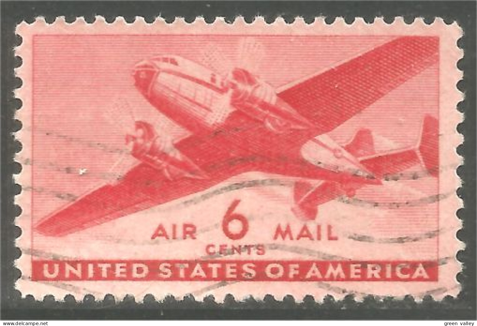 XW01-0617 USA 1941 Twin-Motored Transport Plane 6c Avion Airplane - 2a. 1941-1960 Gebraucht