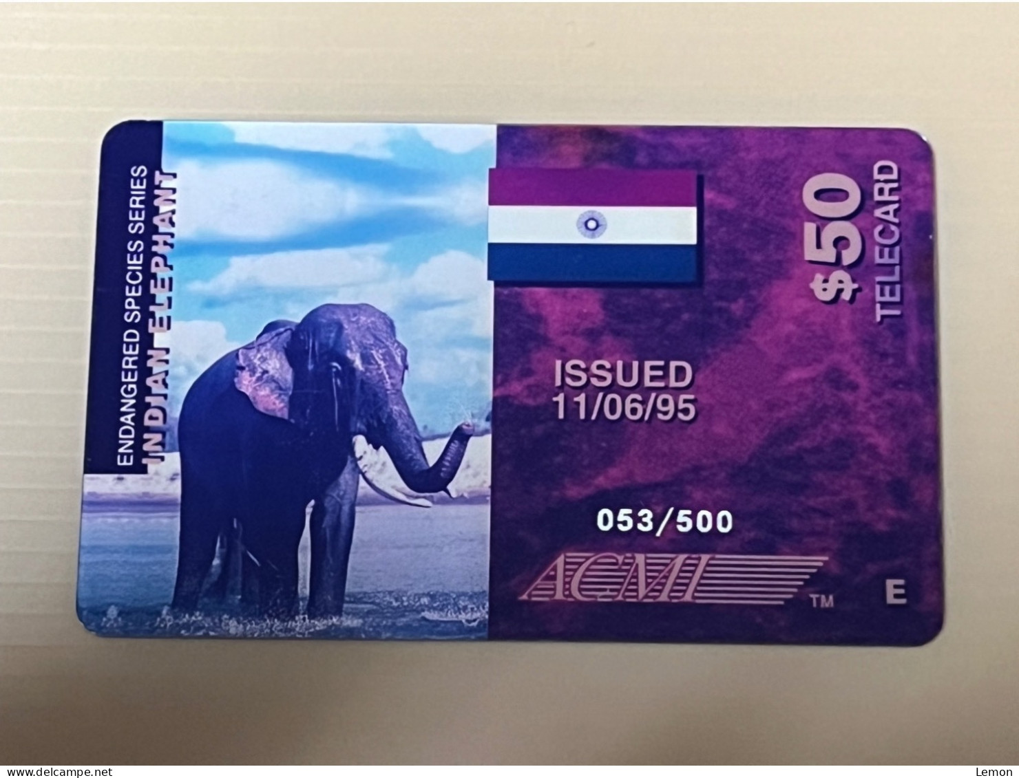 Mint USA UNITED STATES America ACMI Prepaid Telecard Phonecard,Endangered Species Series - Elephant $50(Mintage 500) - Andere & Zonder Classificatie