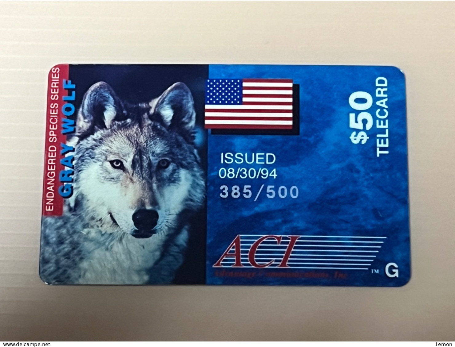 Mint USA UNITED STATES America ACMI Prepaid Telecard Phonecard,Endangered Species Series - Gray Wolf $50(Mintage 500) - Andere & Zonder Classificatie