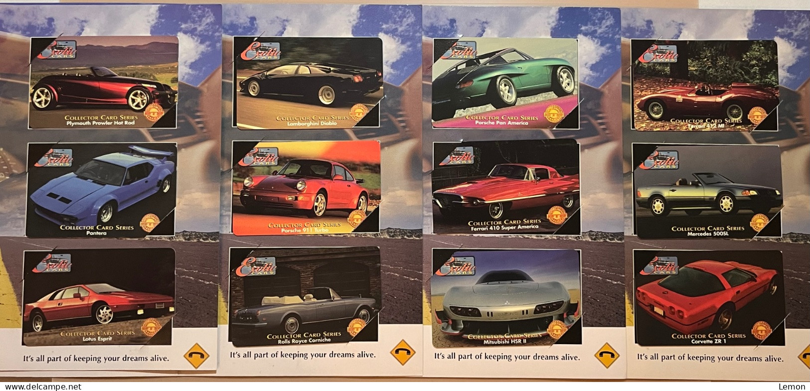 Mint USA UNITED STATES America Prepaid Telecard Phonecard, Collector Car Series- Exotic Cars, Set Of 12 Mint Card Folder - Other & Unclassified