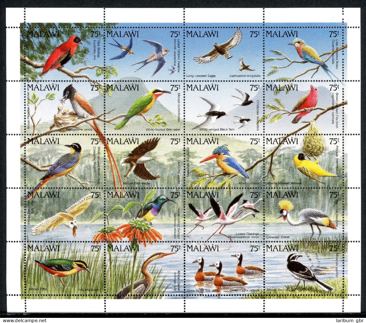 Malawi ZD-Bogen 581-600 Postfrisch Vögel #JD368 - Malawi (1964-...)