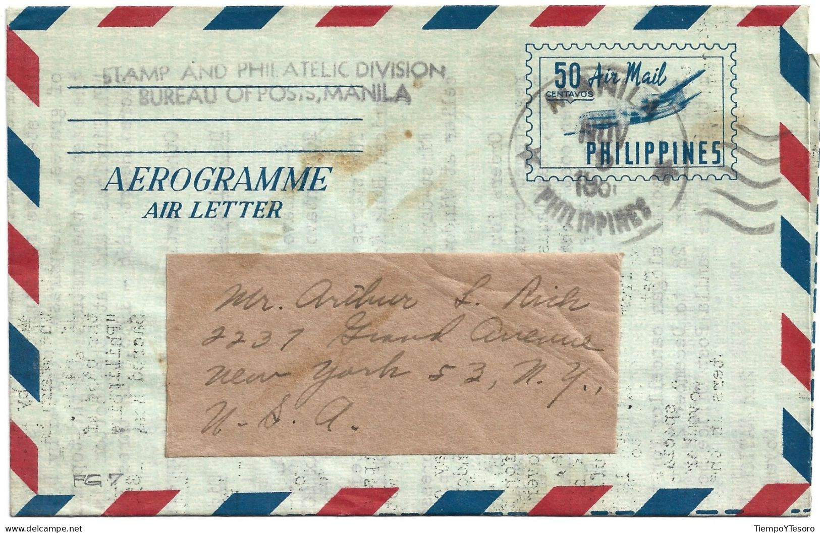 Correspondence - Philippines To USA, Air Mail Stamps 2, N°1049 - Philippines