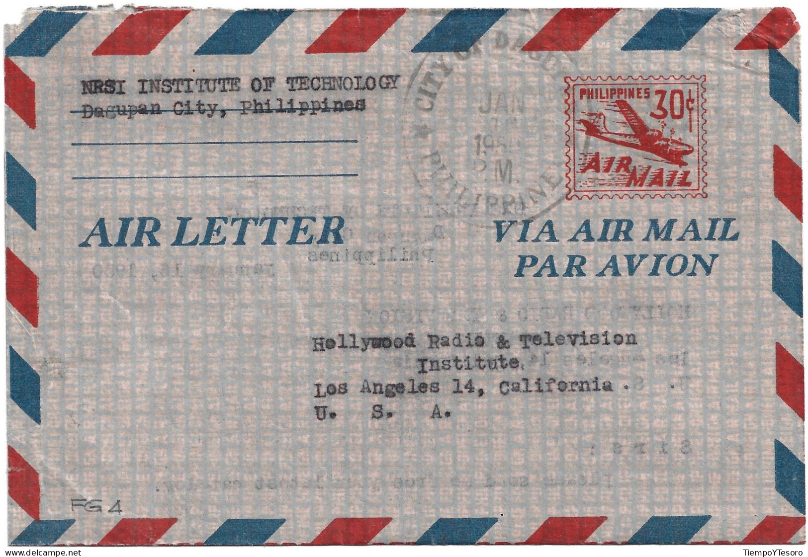 Correspondence - Philippines To USA, California, Air Letter, N°1054 - Philippines