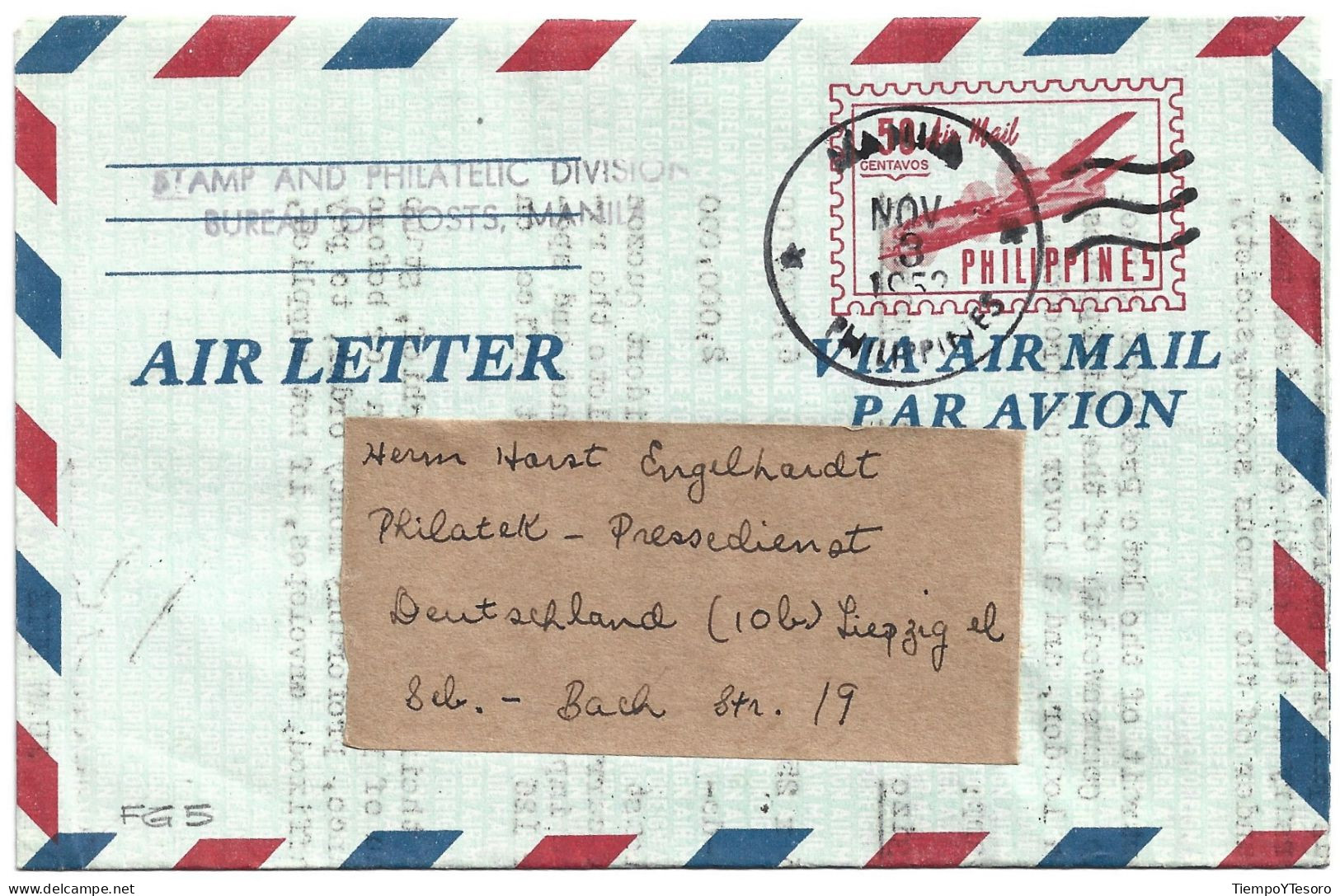 Correspondence - Philippines To Germany, Air Letter, N°1055 - Philippines